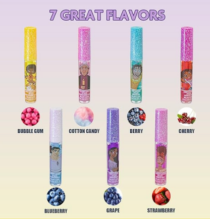 Townley Girl Encanto 7 PK Kids Lip Gloss Set | Vegan Girls Makeup for Ages 3